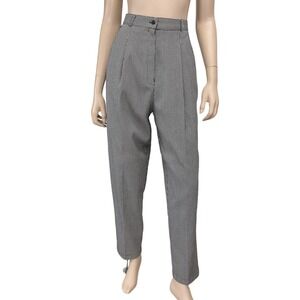 Weathervane Pants Women 12 (28x29) Black Houndstooth Trouser Wool Union Made VTG